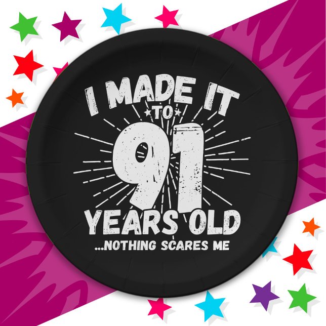 91 Year Old Sarcastic Meme Funny 91st Birthday Paper Plate (Creator Uploaded)