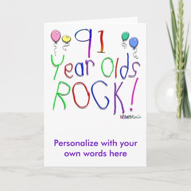 91 Year Olds Rock ! Card (Front)