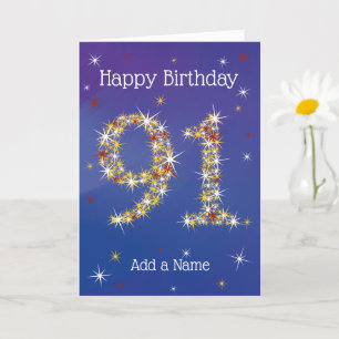 91st Birthday - 91 in Stars - Blue - Age 91 Card