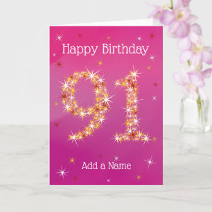 91st Birthday - 91 in Stars - Pink/Purple - Age 91 Card