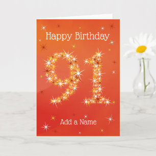 91st Birthday - 91 in Stars - Red - Age 91 Card