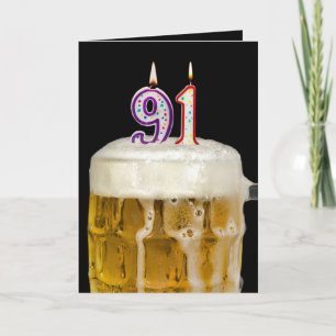 91st Birthday Beer on black Card