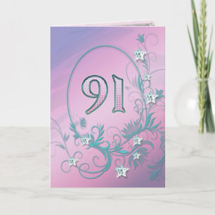 91st Birthday card with diamond stars