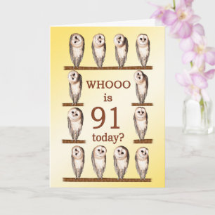 91st Birthday, Curious Owls Card
