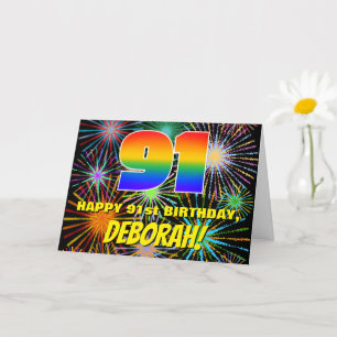 91st Birthday: Fun, Colourful Celebratory Firework Card