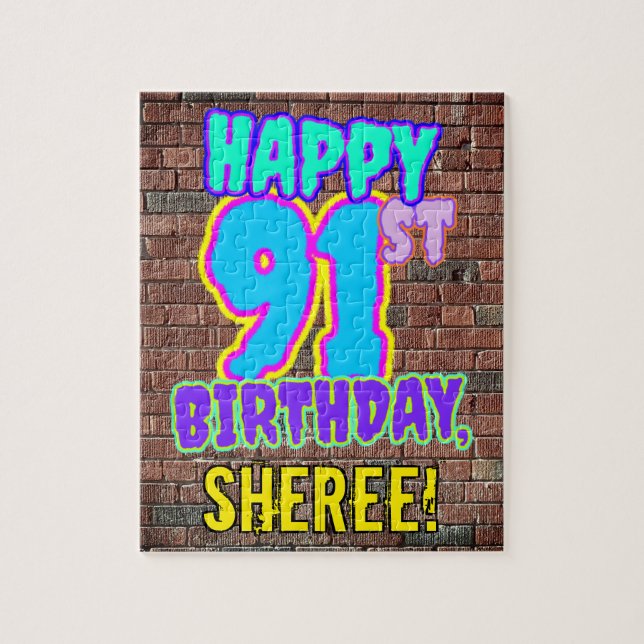 91st Birthday ~ Fun, Urban Graffiti Inspired Look Jigsaw Puzzle (Vertical)