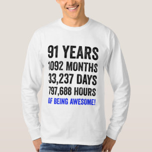 91st Birthday // Funny Men's Birthday Countdown T-Shirt