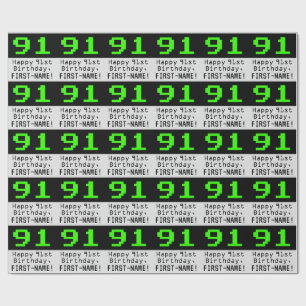91st Birthday - Nerdy / Geeky Style "91" and Name Wrapping Paper