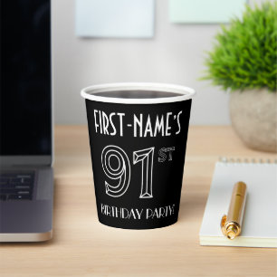 91st Birthday Party: Art Deco Style + Custom Name Paper Cups