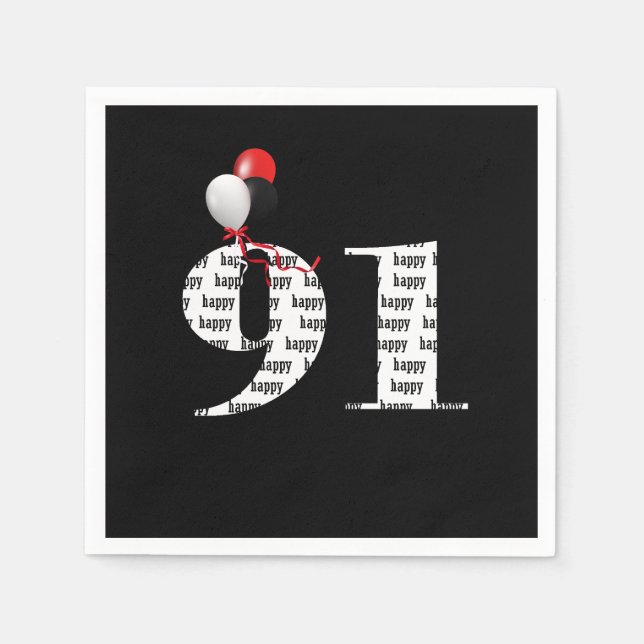91st Birthday party balloons Napkin (Front)