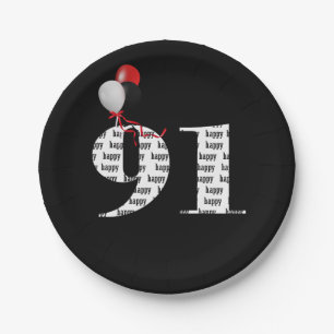 91st birthday party balloons paper plate