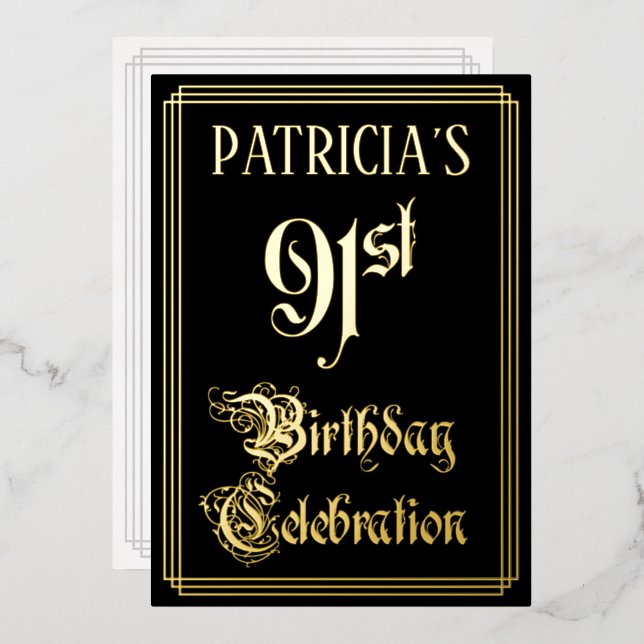 91st Birthday Party — Fancy Script & Custom Name (Front/Back)