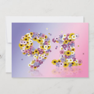 91st Birthday party, with flowered letters Invitation