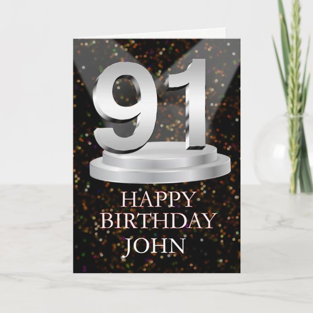 91st Birthday Spotlights Add A Name Card (Front)