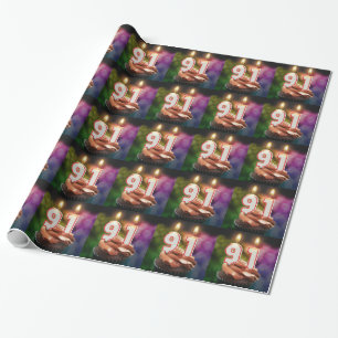 91st birthday with candles wrapping paper