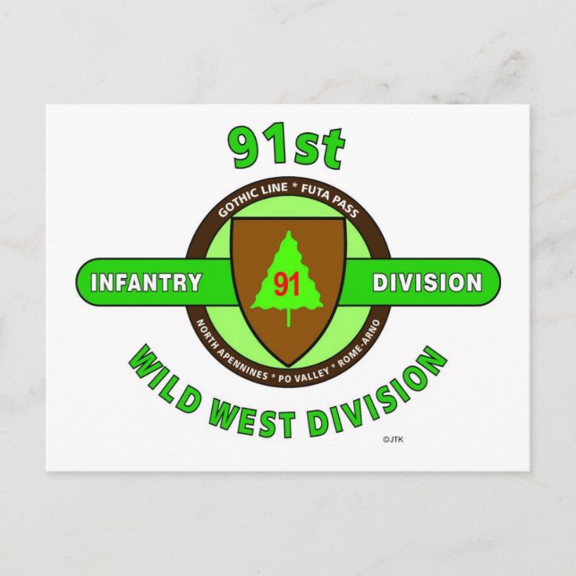 91ST INFANTRY DIVISION "THE WILD WEST"DIVISION POSTCARD (Front)