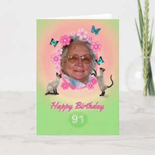 91st photo card with cats and butterflies,