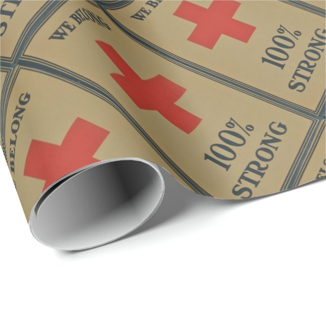920 WWI Red Cross"We Belong 100% Strong" Wrapping Paper (Roll Corner)