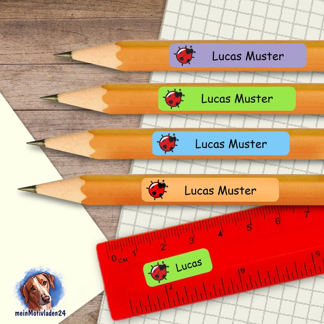 92 DIY pen sticker blue green - marrow beetle (92 DIY Stifteaufkleber zum selber ausschneiden - Motiv: Marienkäfer - lila, grün, blau, orange)