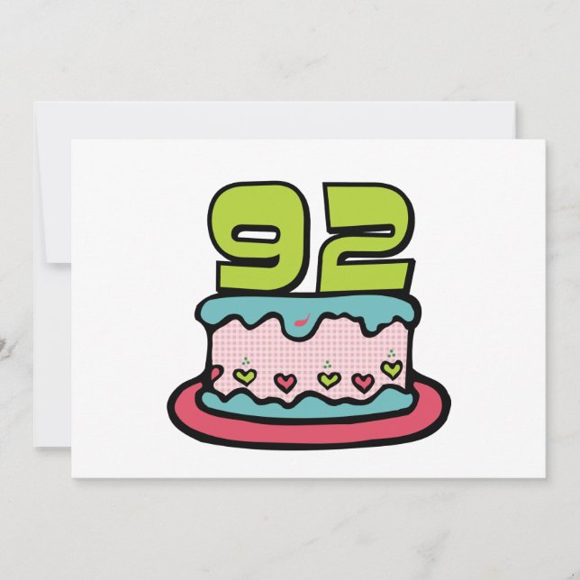 92 Year Old Birthday Cake Card (Front)