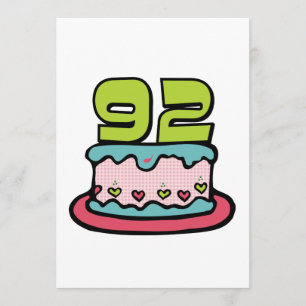92 Year Old Birthday Cake Card