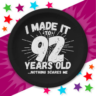 92 Year Old Sarcastic Meme Funny 92nd Birthday Paper Plate