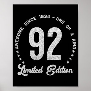 92 Year Old Vintage 19 Limited Edition 92nd Birthd Poster