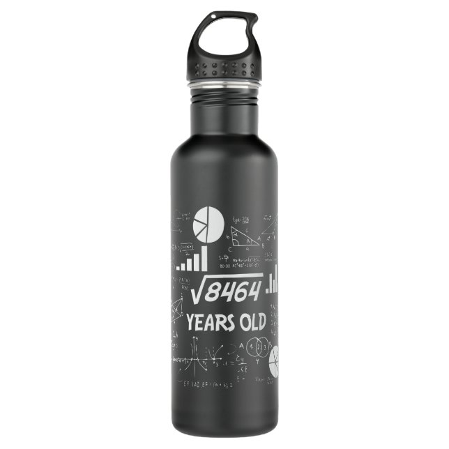 92 Years Old Bday Math Teacher 92nd Birthday Gift 710 Ml Water Bottle (Front)