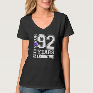 92 Years Survivor I Wear Purple Ribbon Lupus Aware T-Shirt