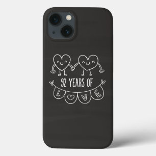 92nd Anniversary Gift Chalk Hearts iPhone 13 Case
