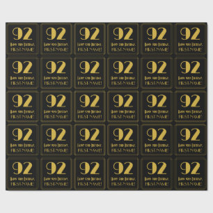 92nd Birthday ~ Art Deco Inspired Look "92", Name Wrapping Paper