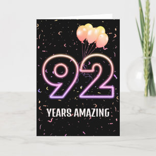 92nd Birthday Balloons and Confetti Card