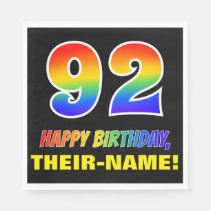 92nd Birthday: Bold, Fun, Simple, Rainbow 92 Napkin