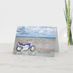 92nd birthday card with a motor bike