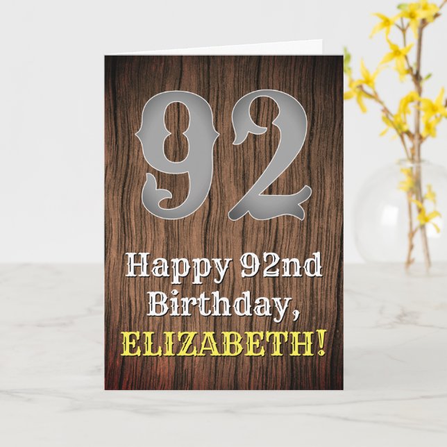 92nd Birthday: Country Western Inspired Look, Name Card (Yellow Flower)