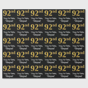 92nd Birthday: Elegant Luxurious Faux Gold Look # Wrapping Paper