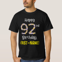 92nd Birthday: Floral Flowers Number “92” + Name