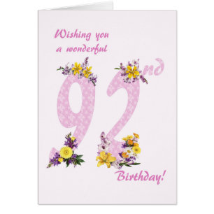 92nd Birthday Flower Decorated Numbers