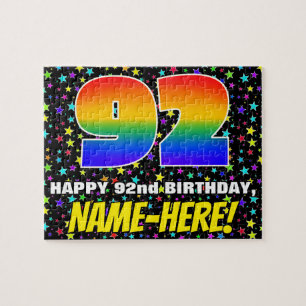 92nd Birthday — Fun, Colourful Star Field Pattern Jigsaw Puzzle