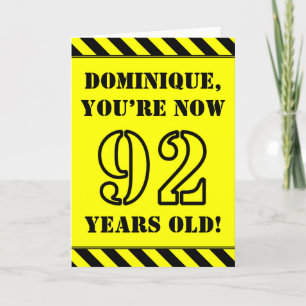 92nd Birthday: Fun Stencil Style Text, Custom Name Card