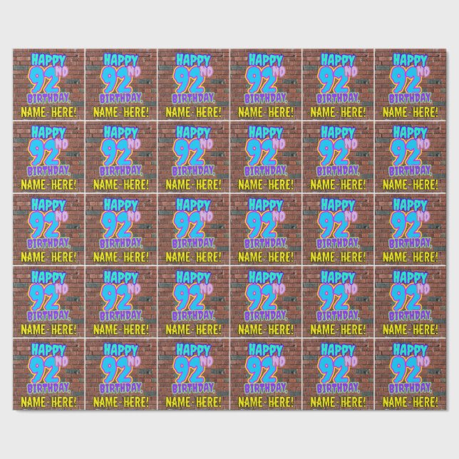 92nd Birthday: Fun, Urban Graffiti Inspired Look Wrapping Paper (Seam)