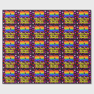 92nd Birthday: Loving Hearts Pattern, Rainbow # 92 Wrapping Paper