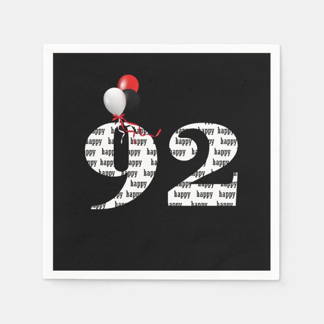 92nd Birthday party balloons Napkin (Front)