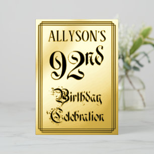 92nd Birthday Party — Elegant Script + Custom Name