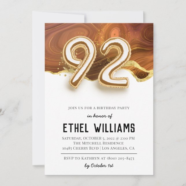 92nd Birthday Party Invitation (Front)