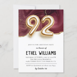 92nd Birthday Party Invitation