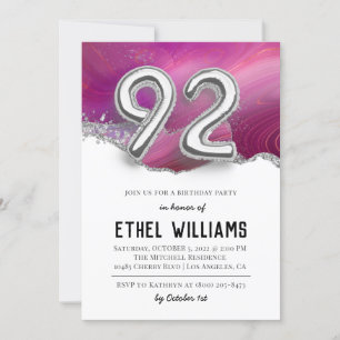 92nd Birthday Party Invitation