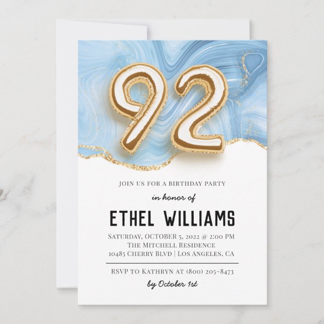 92nd Birthday Party Invitation (Front)