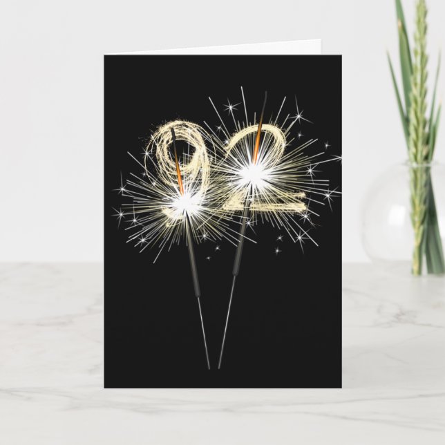92nd Birthday Sparklers on Black Card (Front)