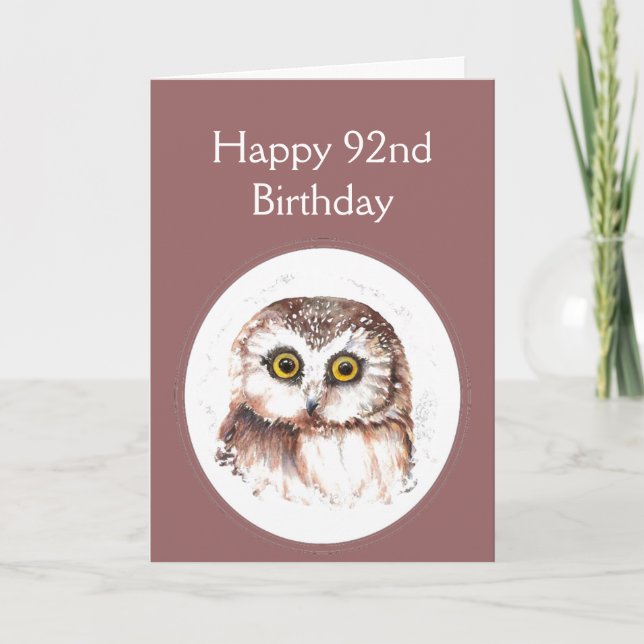 92nd Birthday Who Loves You, Cute Owl Humour Card (Front)